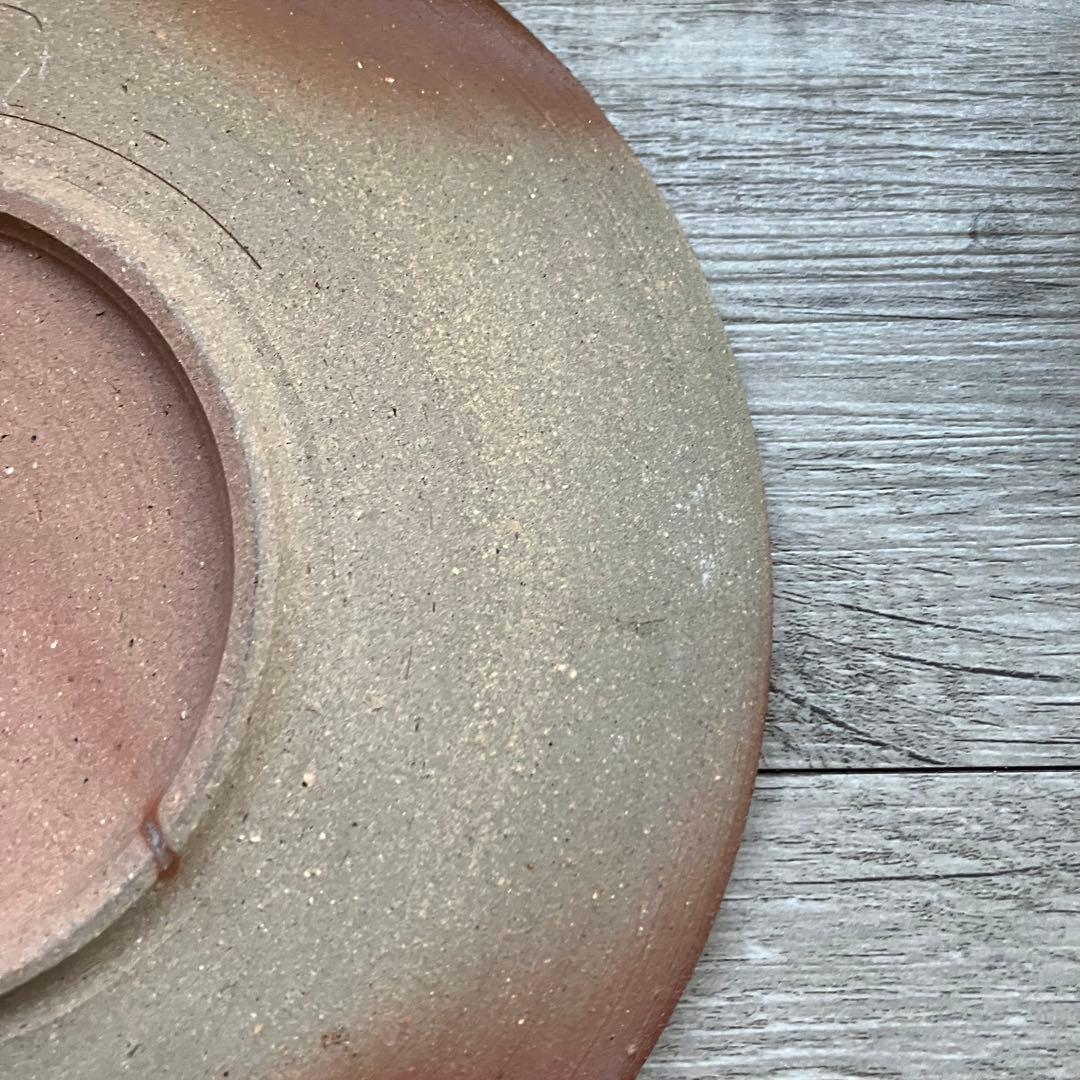 D-4 【希少・美品】備前焼 大皿 飾り皿（火襷・胡麻）作家物 銘入り