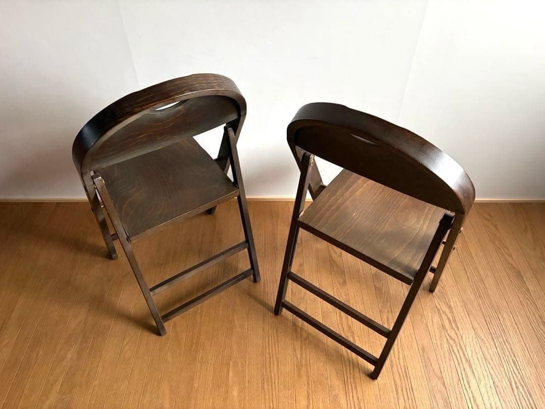 ルーマニア製 ヴィンテージ 折り畳みチェア 2脚セット プライウッド椅子 古家具