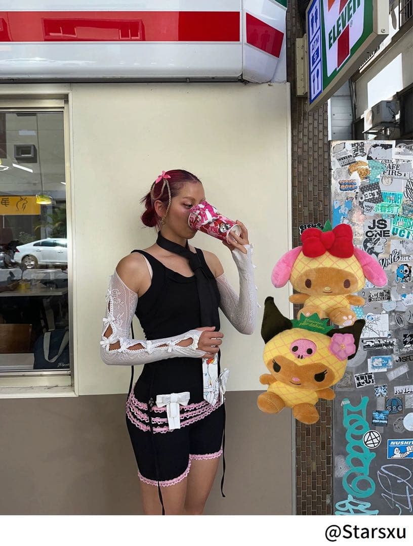 XG着用 Nodressホワイトレースリボン付きアームカバー フリーサイズ