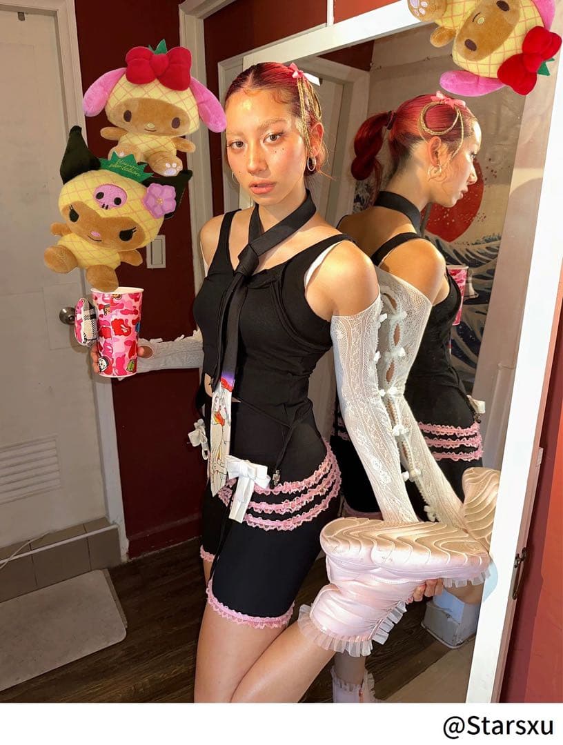 XG着用 Nodressホワイトレースリボン付きアームカバー フリーサイズ