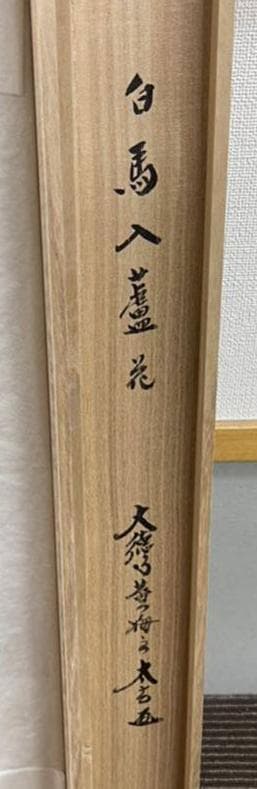 【新品同様】掛軸 大徳寺 小林太玄筆『白馬入蘆花』紙本 肉筆 横軸 共箱 掛け軸