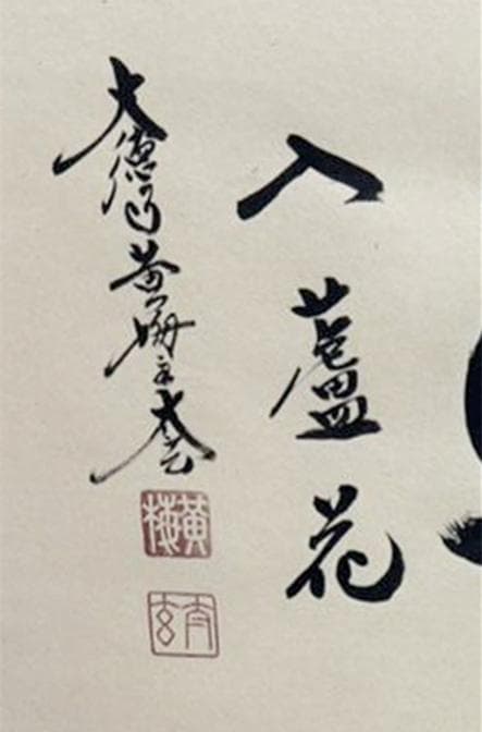 【新品同様】掛軸 大徳寺 小林太玄筆『白馬入蘆花』紙本 肉筆 横軸 共箱 掛け軸