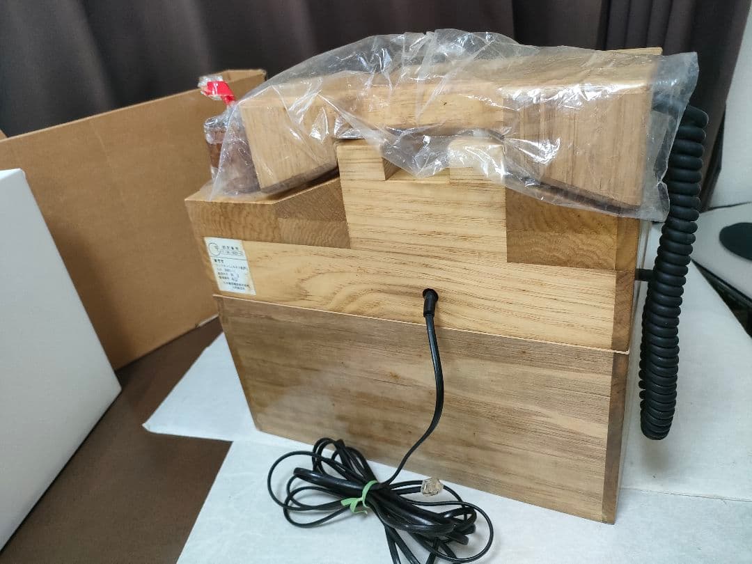 木製ウッドウォン　ヴィンテージ電話　レトロ家具　未使用品　時代物