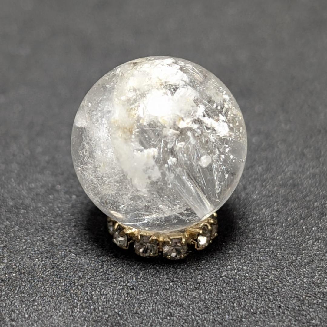 【結晶のような鉱物】プラチナルチルクォーツ 一点物 12ミリ 1粒売り 貫通穴有