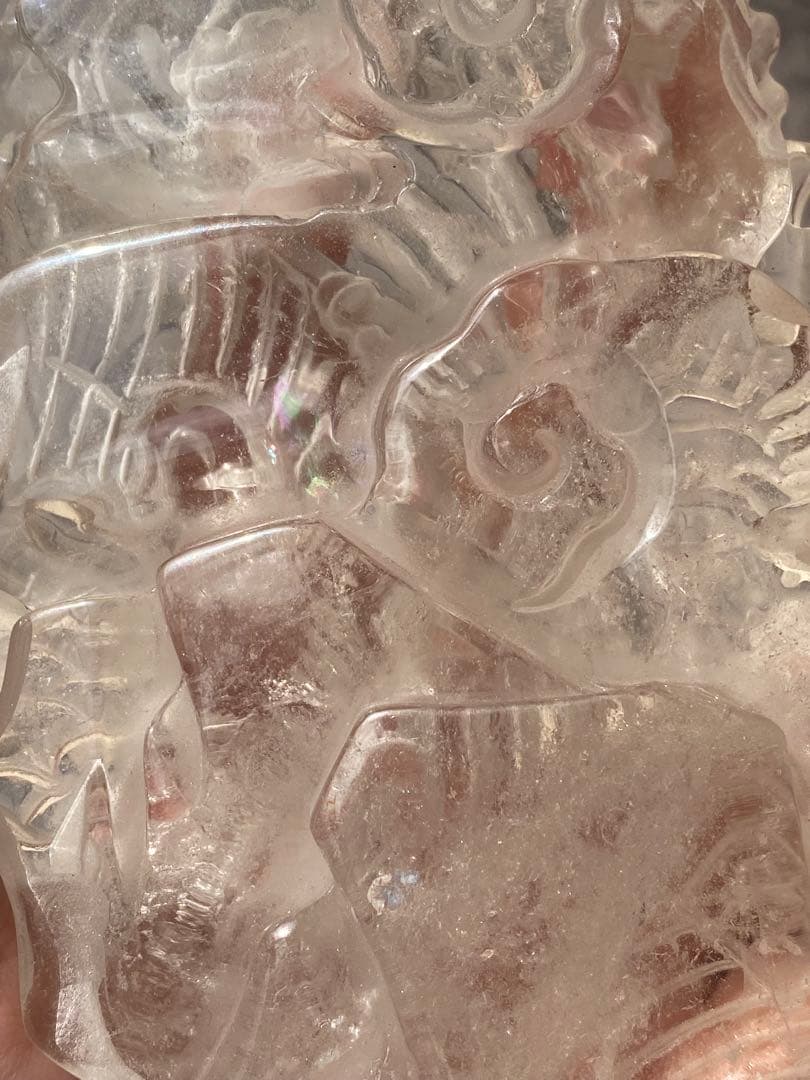 水晶 彫り物 鳳凰 縁起物 天然石 パワーストーン