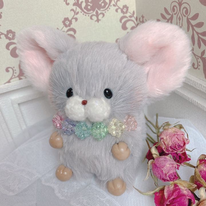 ハンドメイドぬいぐるみ　★こんぺいとうちゃん★ グレーのチンチラちゃん