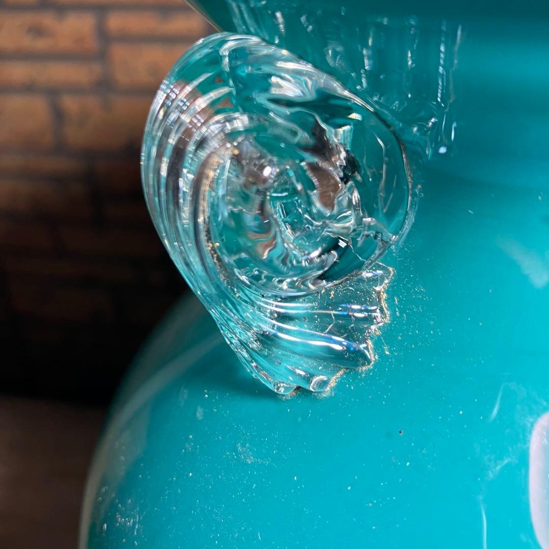D-壁【希少・本金使用】KAMAY GLASS JAPAN 花瓶ターコイズブルー
