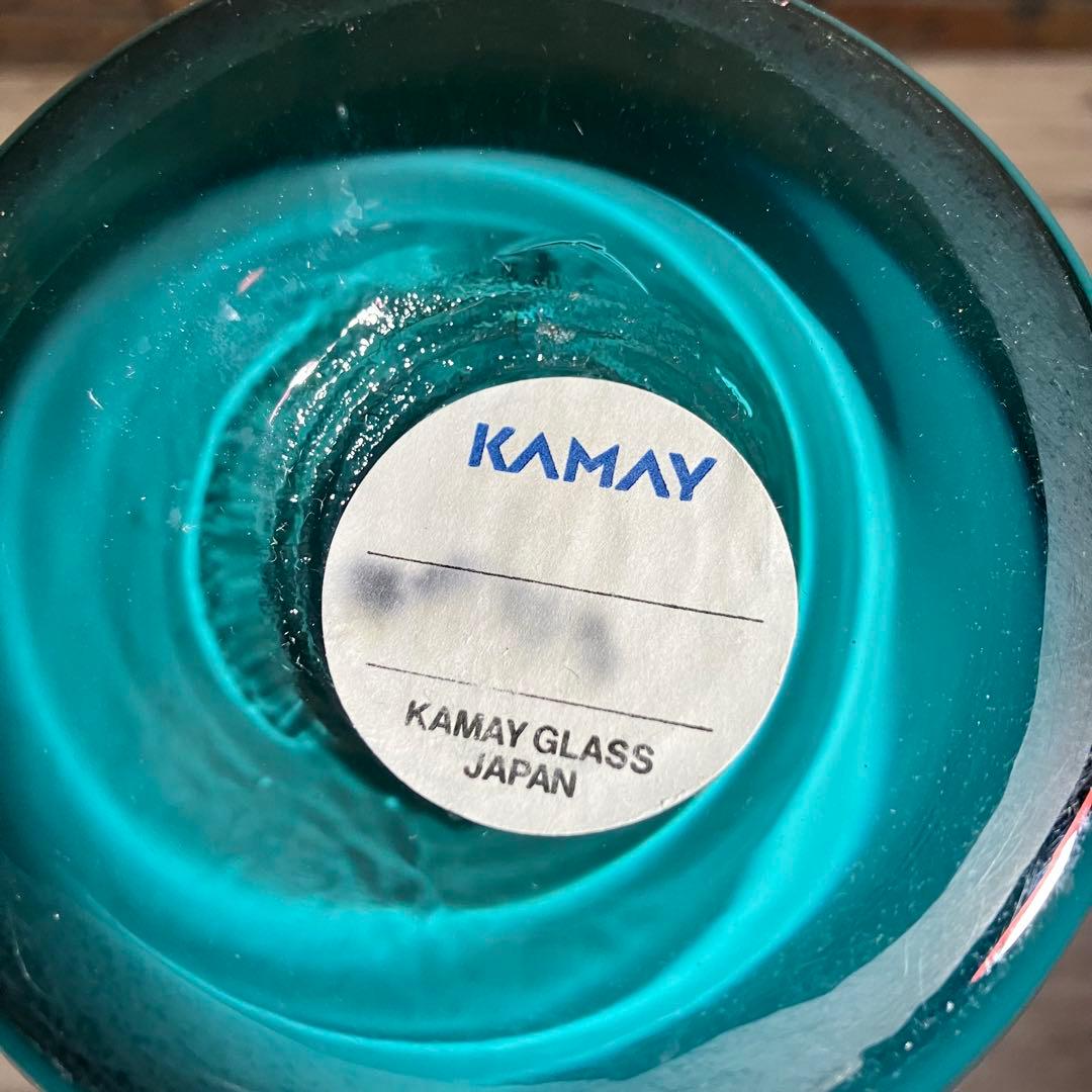 D-壁【希少・本金使用】KAMAY GLASS JAPAN 花瓶ターコイズブルー