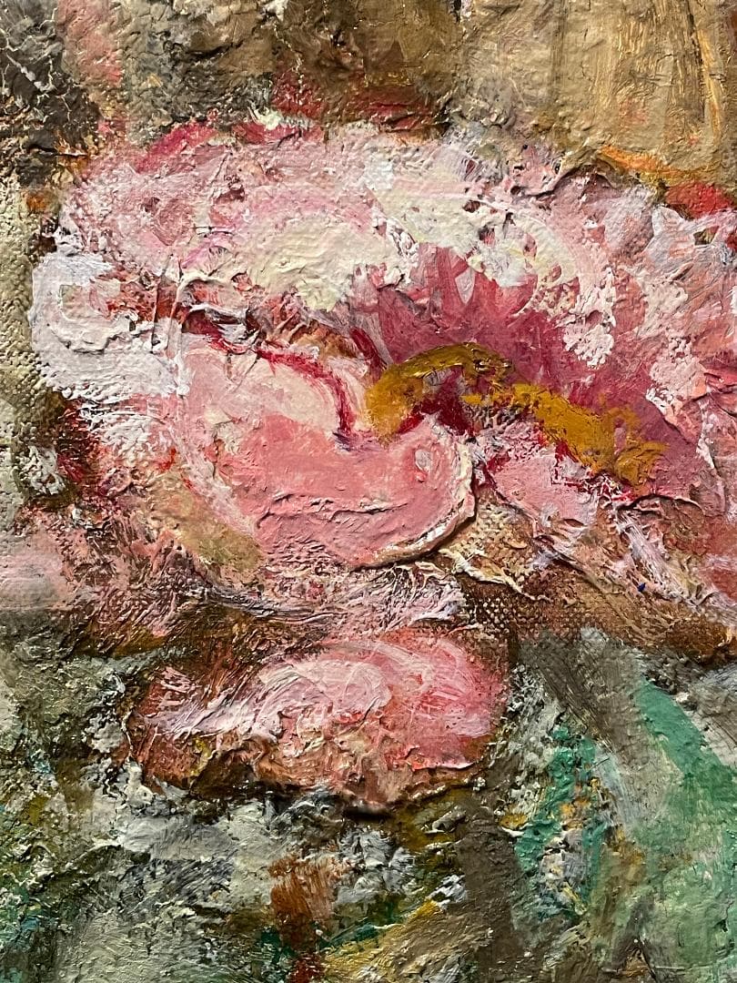 「真作」辻司「牡丹と花嫁」風景画　油彩画　額装　サイン有り　F15号