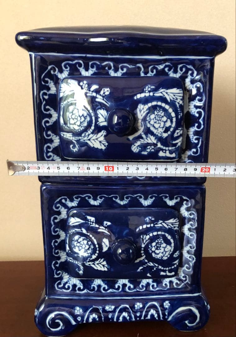 陶器製100％ 　飾り　引き出し二個　小物入れ　レトロ　アンティーク