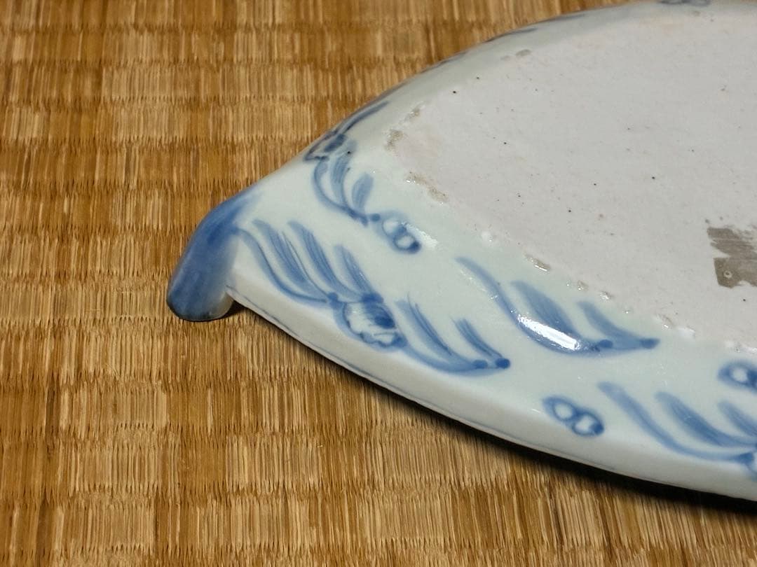 古伊万里 染付 山水 風景紋 舟形皿
