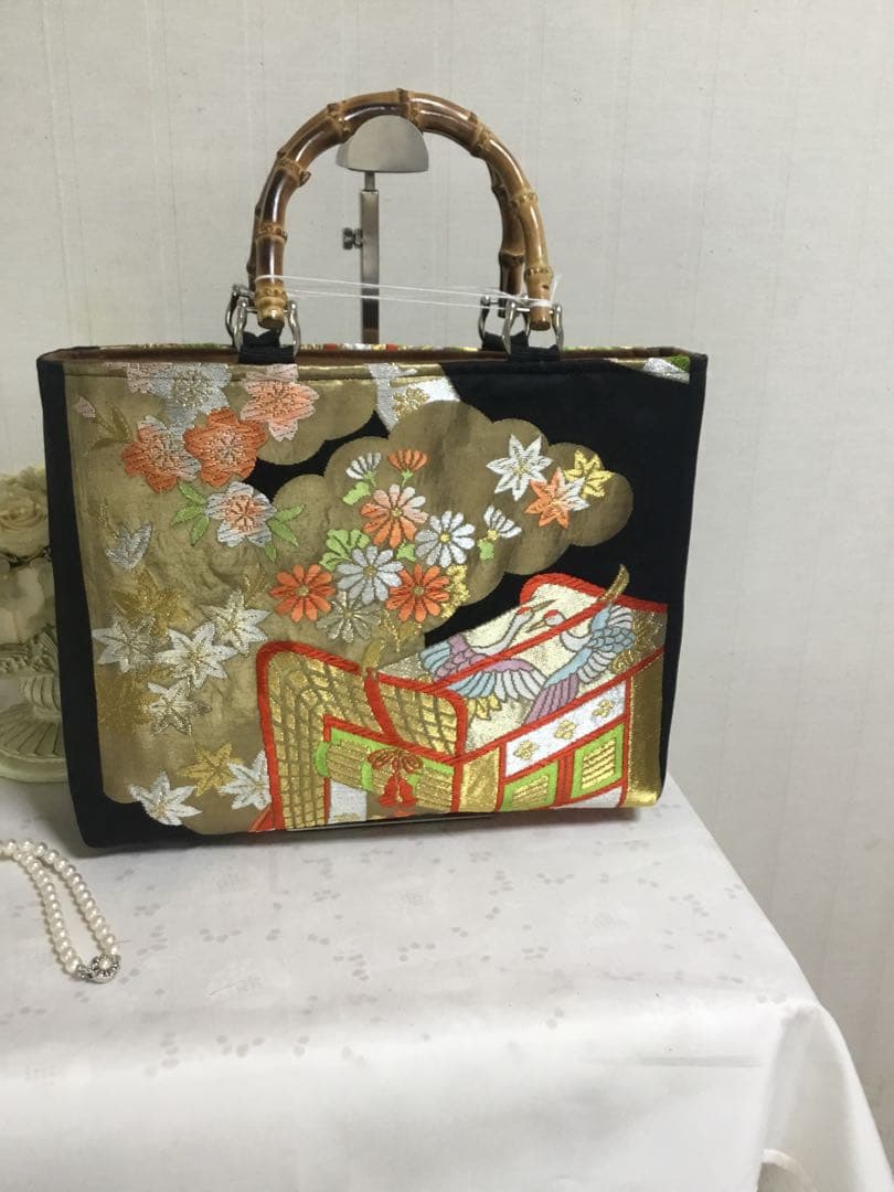 花ぷらら・ハンドメイド・リメイク・帯・大きめ・トートバッグ・143