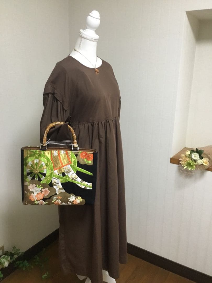 花ぷらら・ハンドメイド・リメイク・帯・大きめ・トートバッグ・143