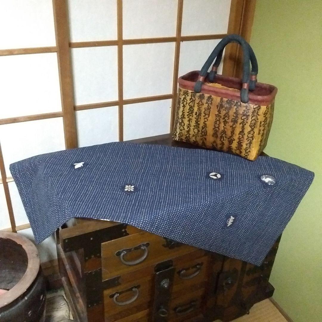 【お値下げ中！】古布　絣のパッチワーク◆リバーシブル◆フリークロス