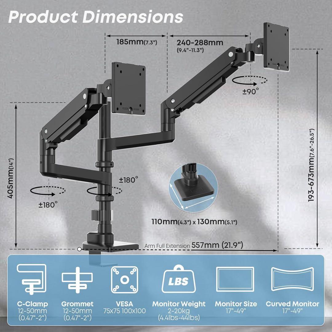 LDT69-C024P Heavy Duty Monitor Arm 黒