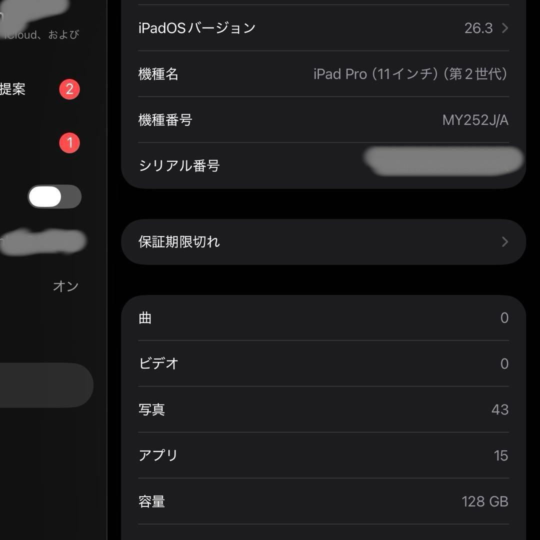 【極美品】 iPad Pro 11インチ 第2世代 Wi-Fi 128GB