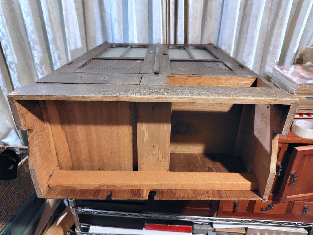 全国発送　ダイアガラス　古家具 昭和レトロ 　アンティーク 　本箱　収納家具