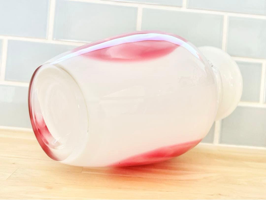 ガラス 花瓶 フラワーベース カメイグラス ミッドセンチュリー 薔薇 ピンク