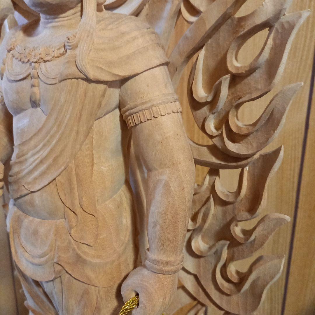 不動明王立像　木製彫刻 神像 全長約65cm