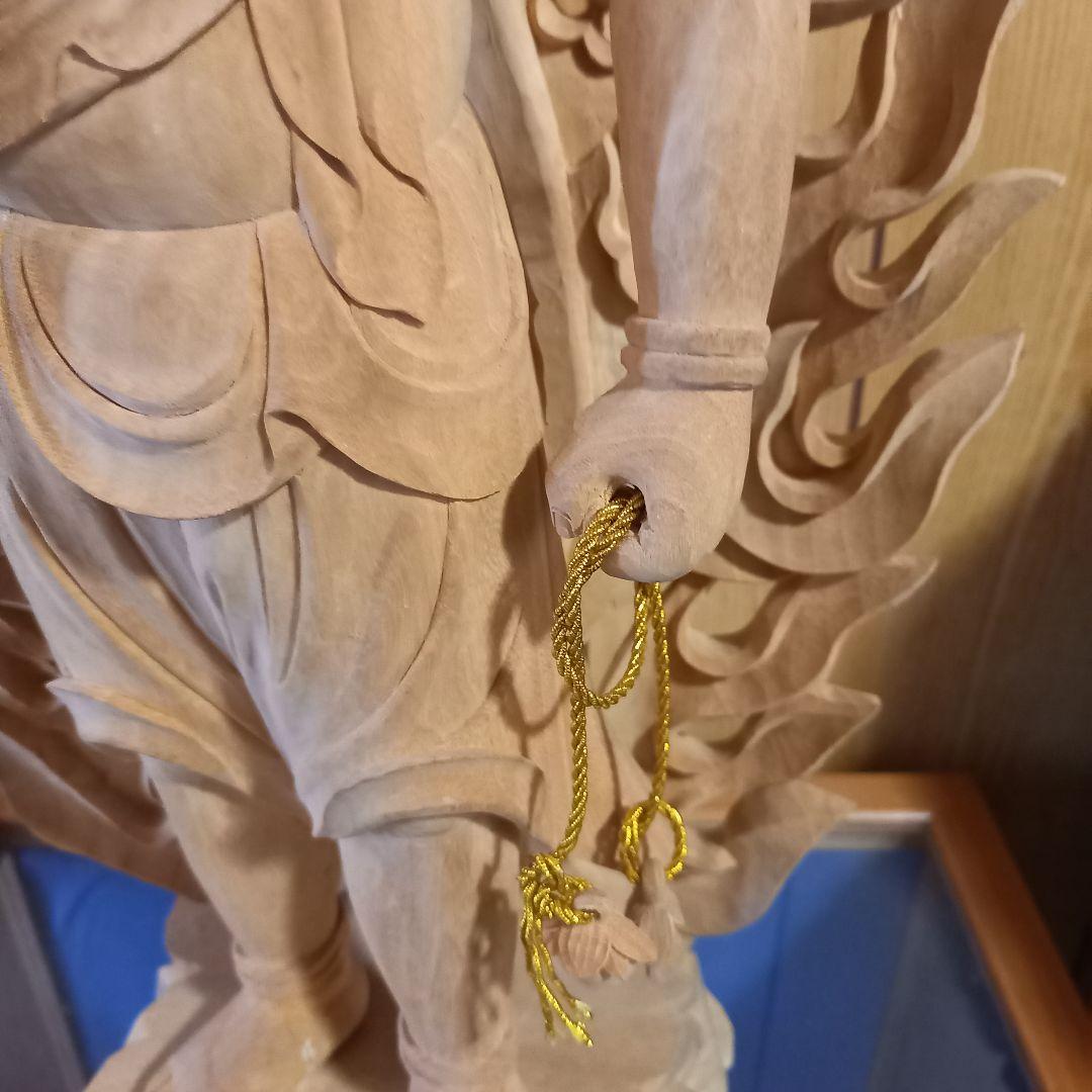 不動明王立像　木製彫刻 神像 全長約65cm