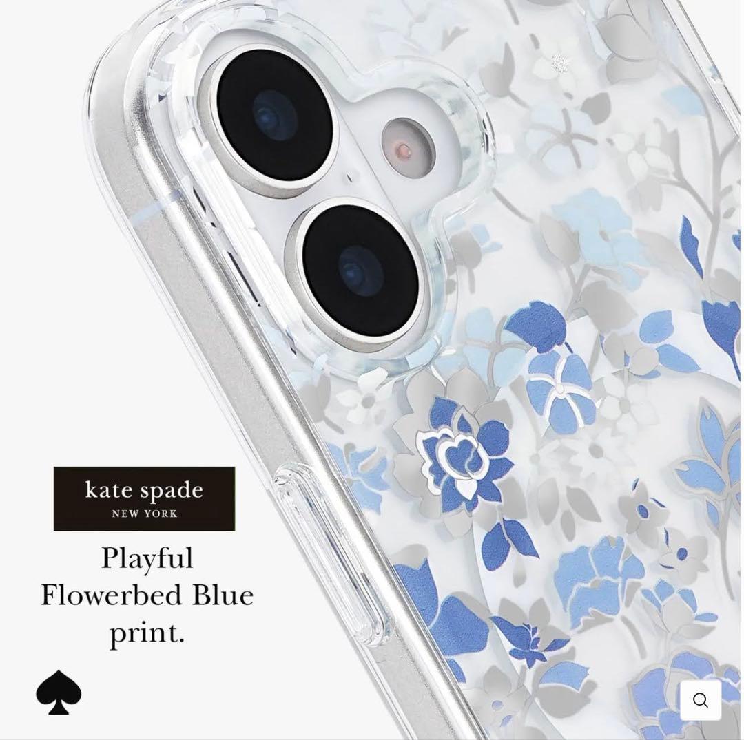 ケイトスペード iPhone17ケース 花柄 ブルー