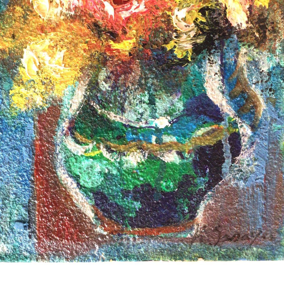 No5721 額装　笹谷和子　「ばら」　油彩画　直筆サイン　静物画　送料無料