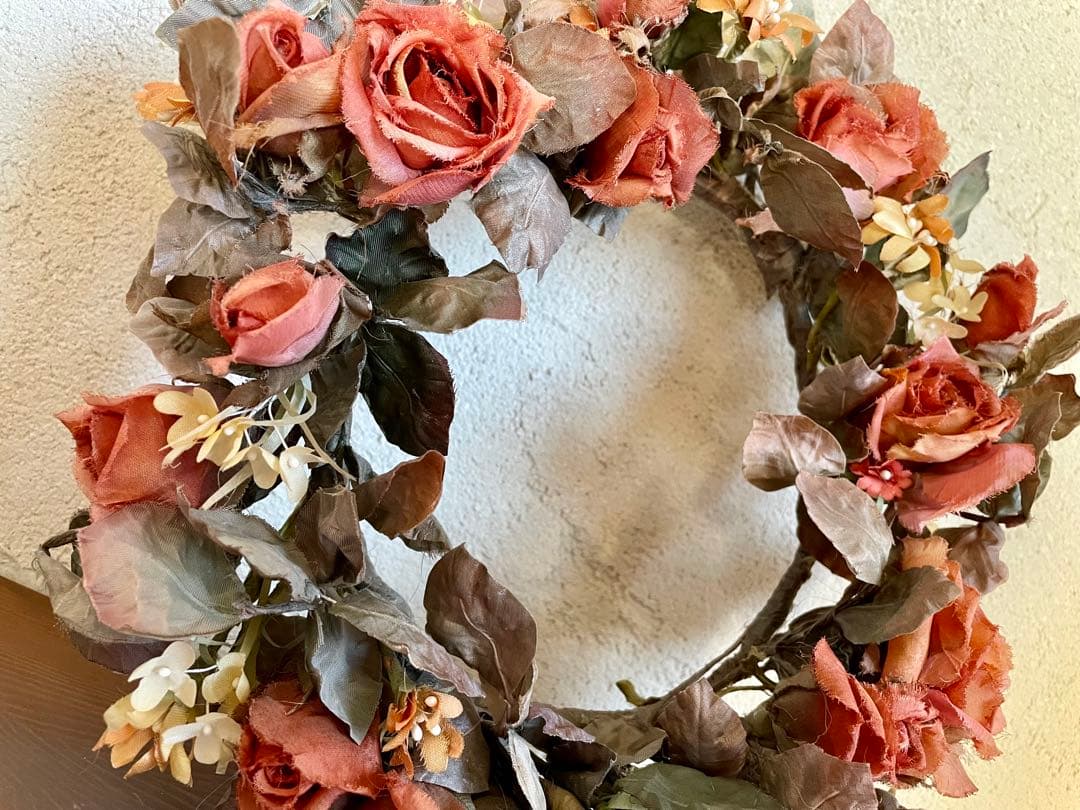 ビンテージ アートフラワー 布花 リース ビスクドール アンティーク 薔薇 バラ