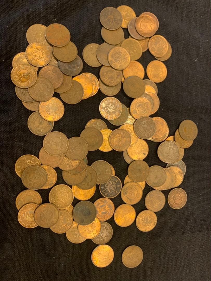 近代貨幣　2銭銅貨　竜1銭銅貨　稲1銭青銅貨　桐1銭青銅貨　カラス1銭青銅貨