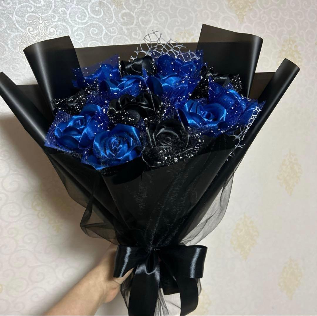 13本青黒バラブーケ　プレゼント お祝い 枯れない花 永生薔薇　特別な人へ