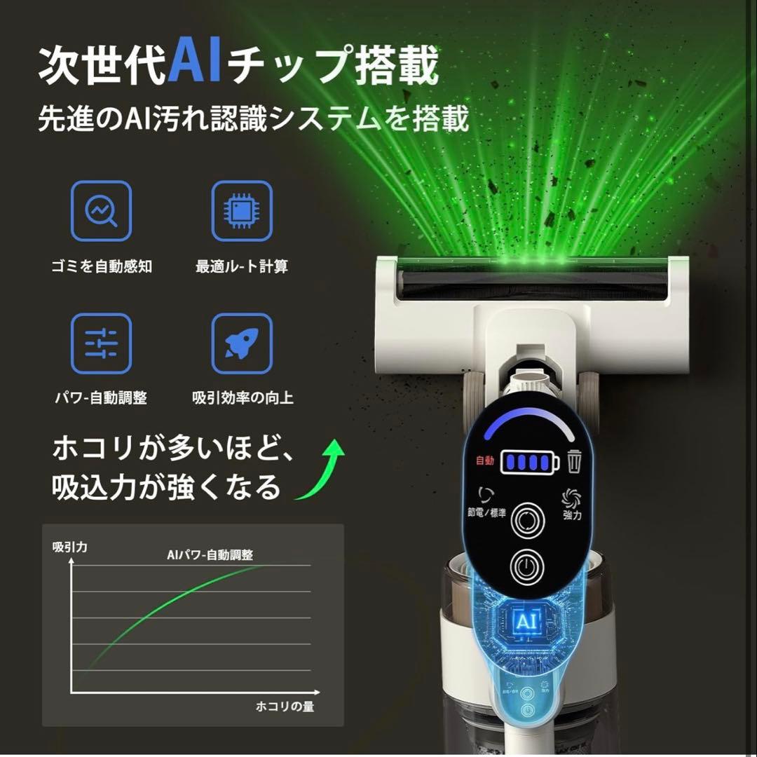 コードレス掃除機　自立式　超強力吸引　65分連続駆動　広角150°LEDライト
