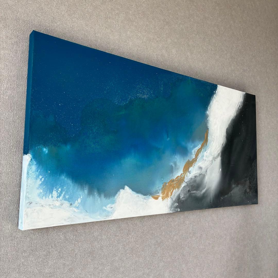 現代アート　80×39㎝　大きめ　モダン　絵画　原画　抽象画　アートパネル