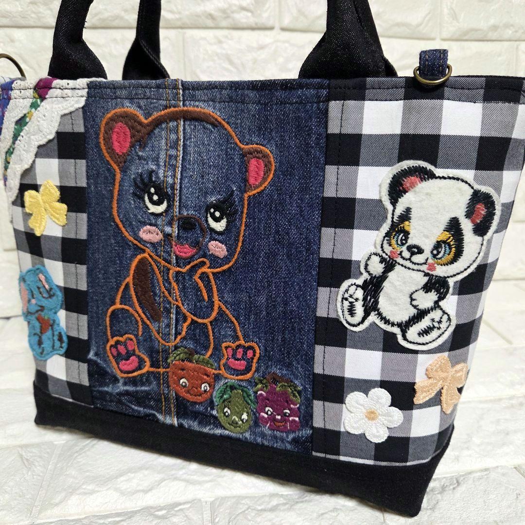 946 デニム＊リメイク＊刺繍＊バッグ＊トートバッグ