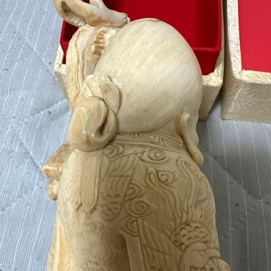天然素材 細工彫刻 寿老人像 仏教美術 仏像 箱付き