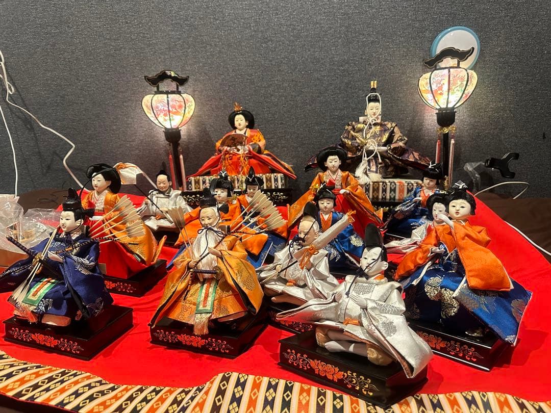 雛人形 15体人形＋装飾品＋毛氈 Hina doll set