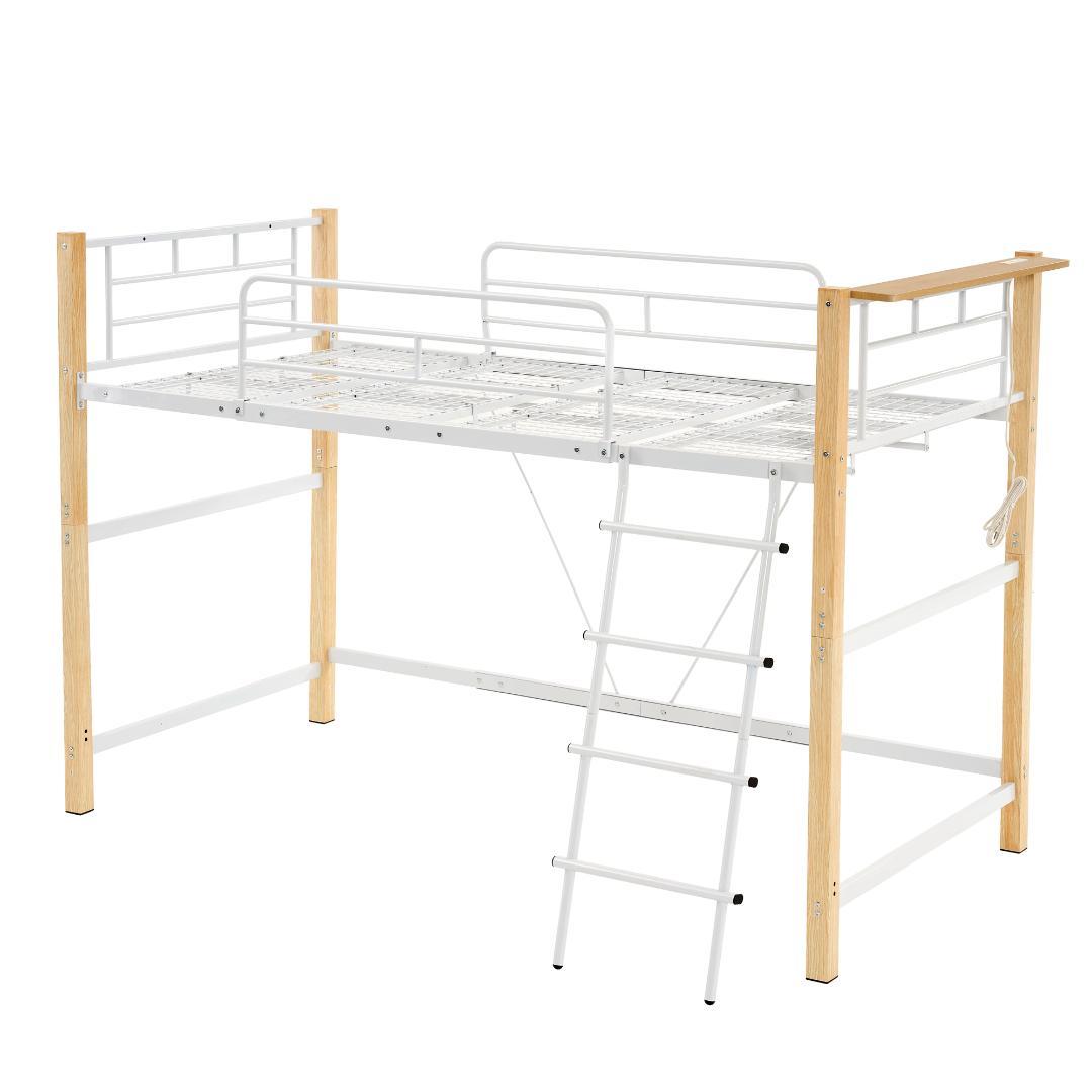 スチール製ロフトベッド【S・シングル】 高さ140cmロータイプ WHITE