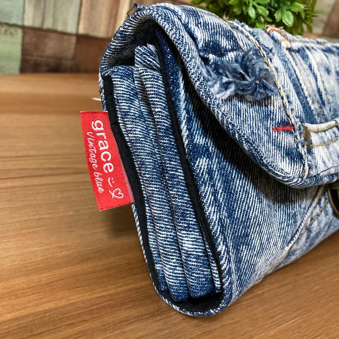 りー 他の方はご購入をお控え下さいm(_ _)mデニムリメイク 長財布☆