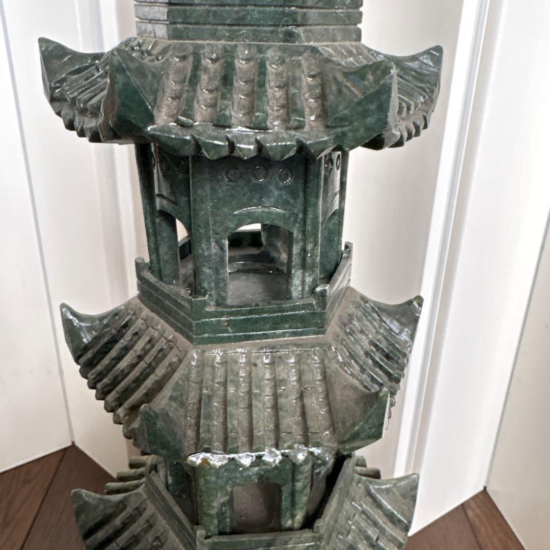 碧玉製多層塔 約66cm ヒスイ翡翠　緑石
