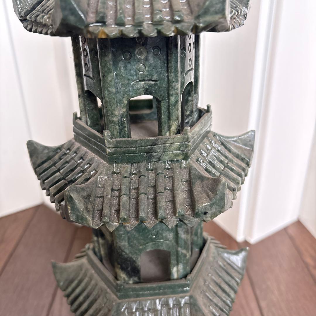 碧玉製多層塔 約66cm ヒスイ翡翠　緑石