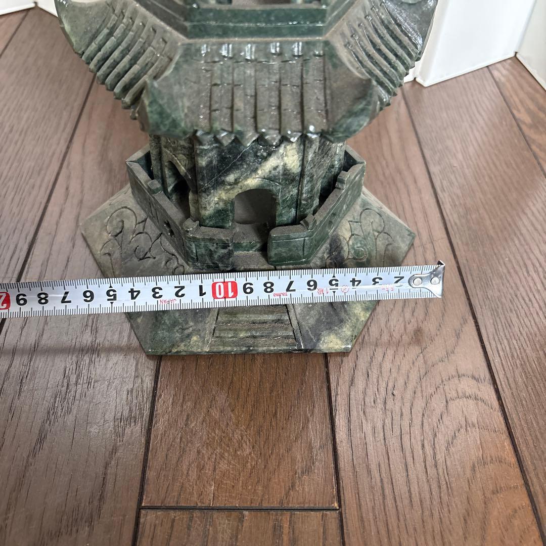 碧玉製多層塔 約66cm ヒスイ翡翠　緑石