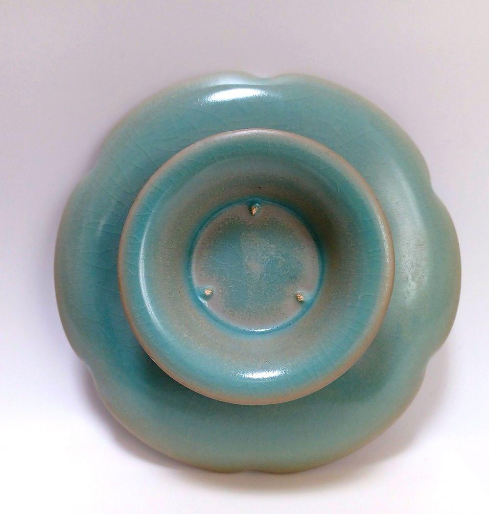 青磁　茶碗茶托　中国古美術