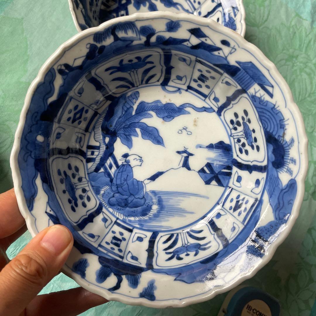 古伊万里　芭蕉　染付　膾皿　2客