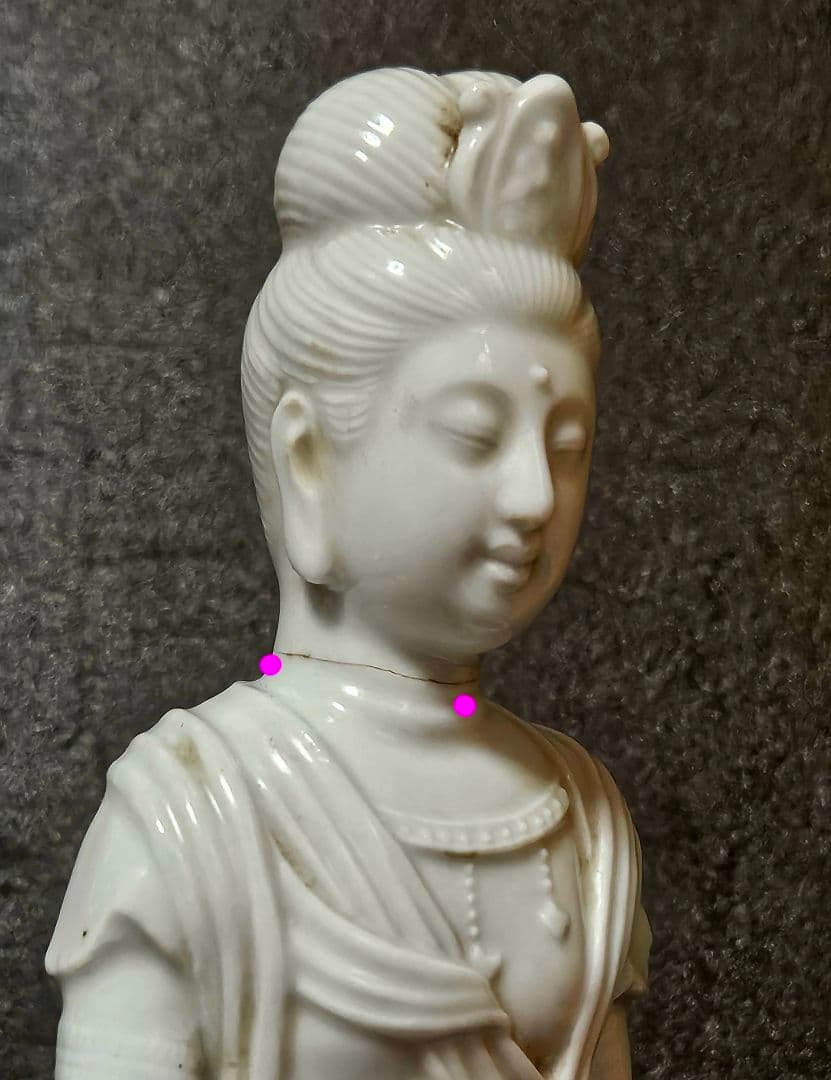 【時代古作品❗】明治時代　白磁　観音立像 観音像　観音様　伝世時代箱　仏教美術