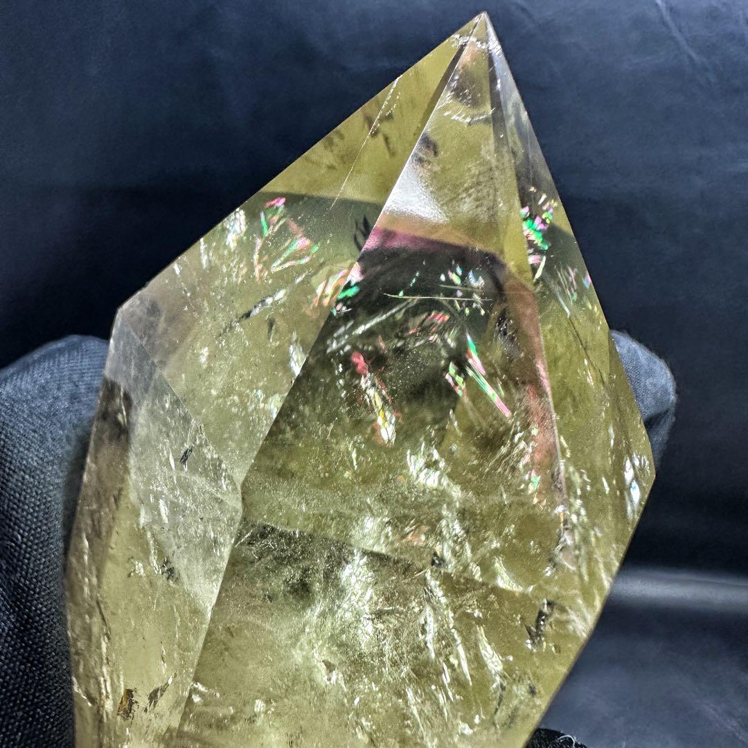 【金運·浄化】シトリン☆黄水晶 六角柱レインボー☆ファントム 超パワーA1159