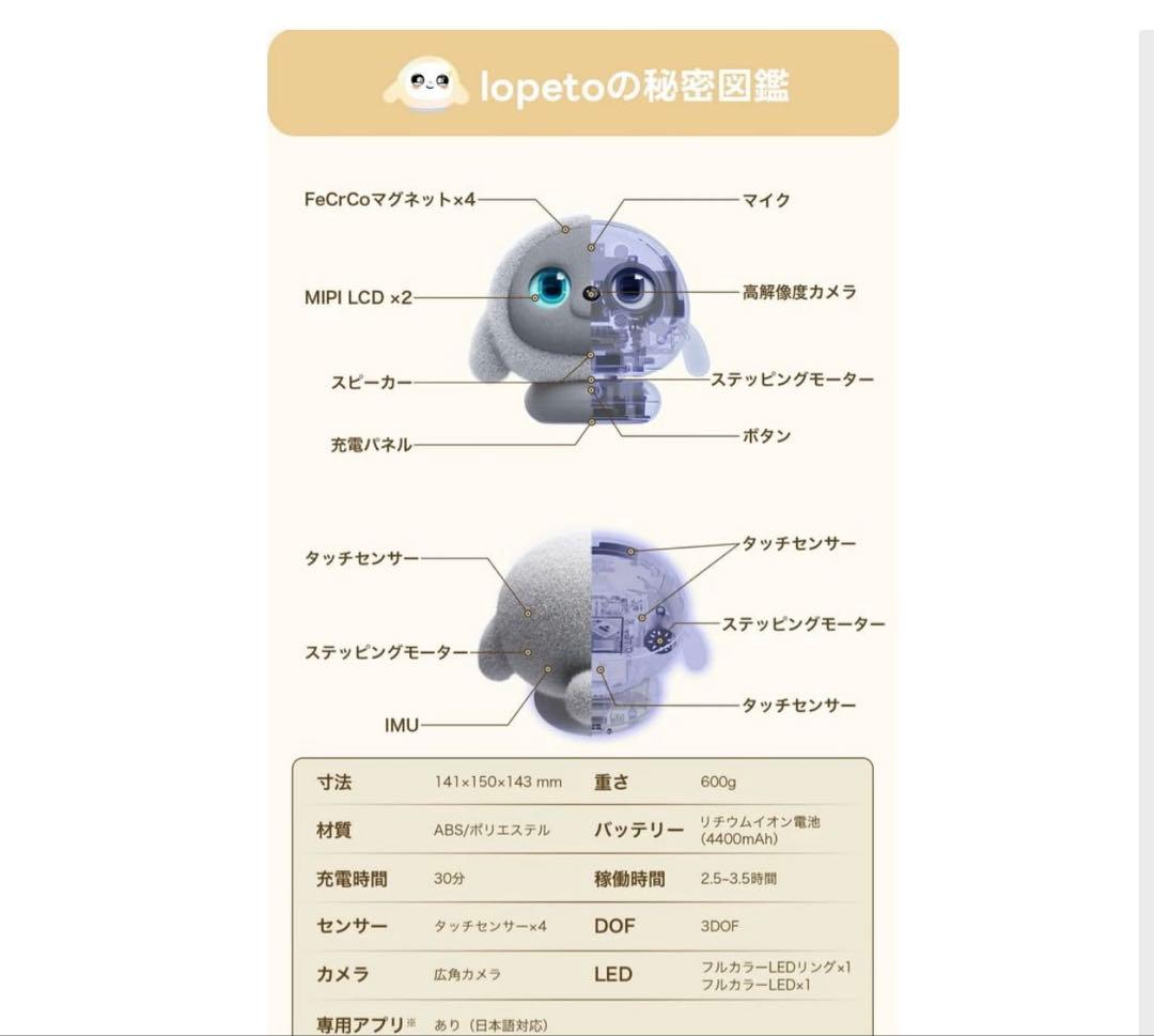 lopeto チャージャー付き電子ペット　ロペット　ラボット　ロボット