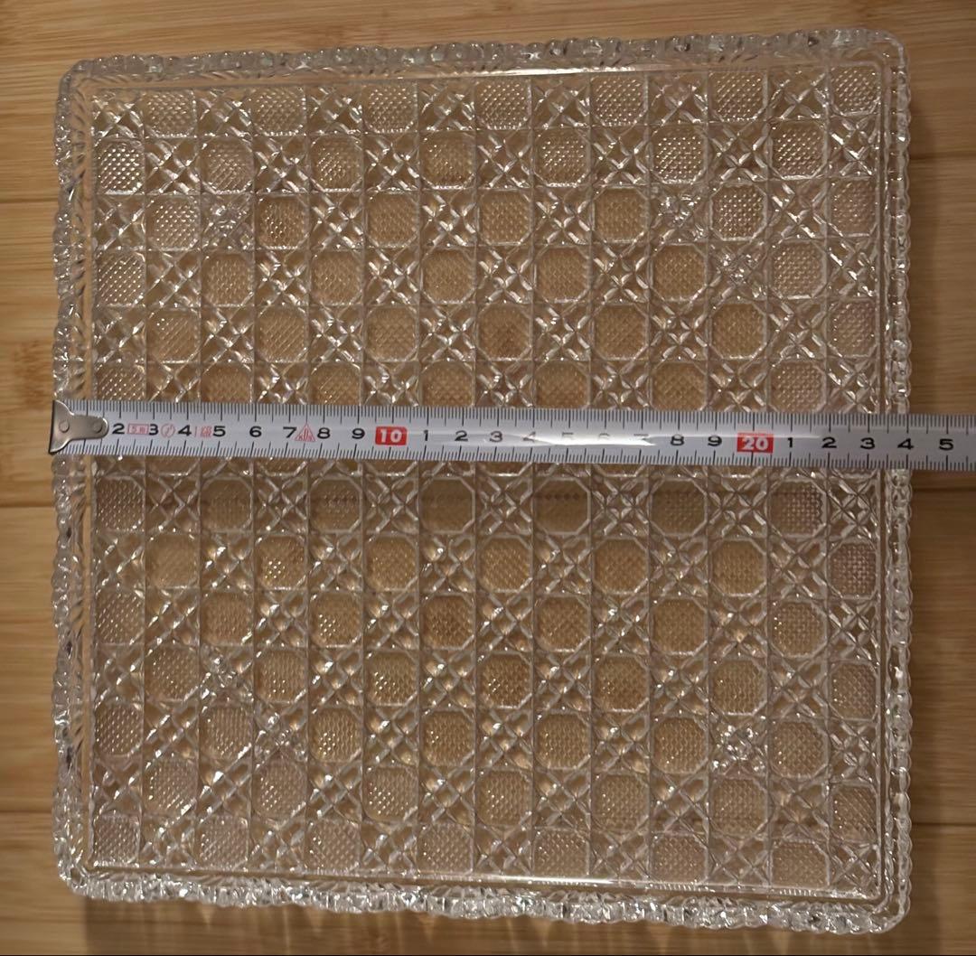 未使用 佐々木クリスタル菓子皿 風雅2枚セット☆東洋佐々木ガラス 佐々木硝子