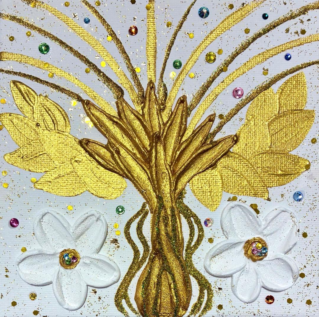 開運絵画　オリジナル　金の成る木　龍神様　龍樹　マルチカラー　金箔