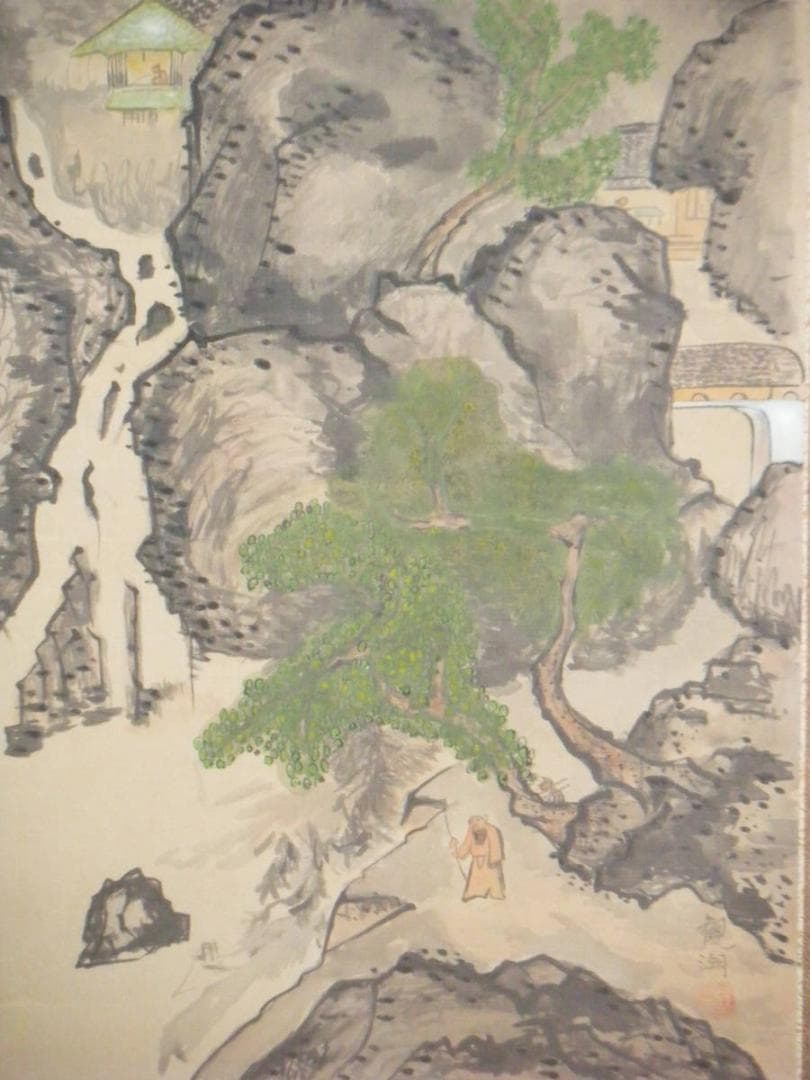 掛軸　観潮　山水図　逸品　L85