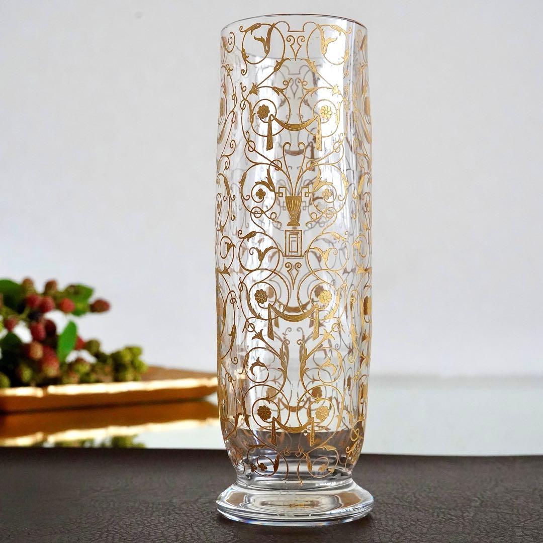 希少★オールドバカラ ミケランジェロ 花瓶 24金彩 BACCARAT刻印★美品