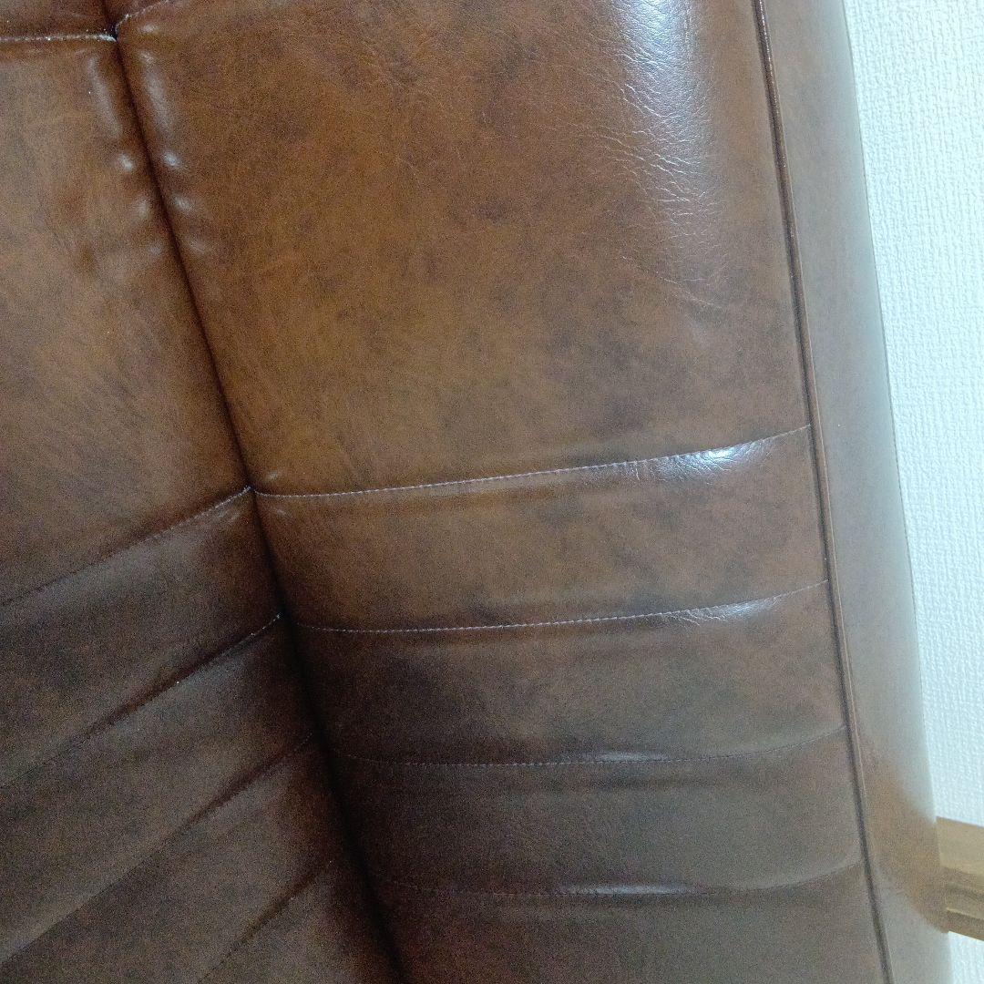 クラシックダイナー ブラウン L字型ソファ 合成皮革