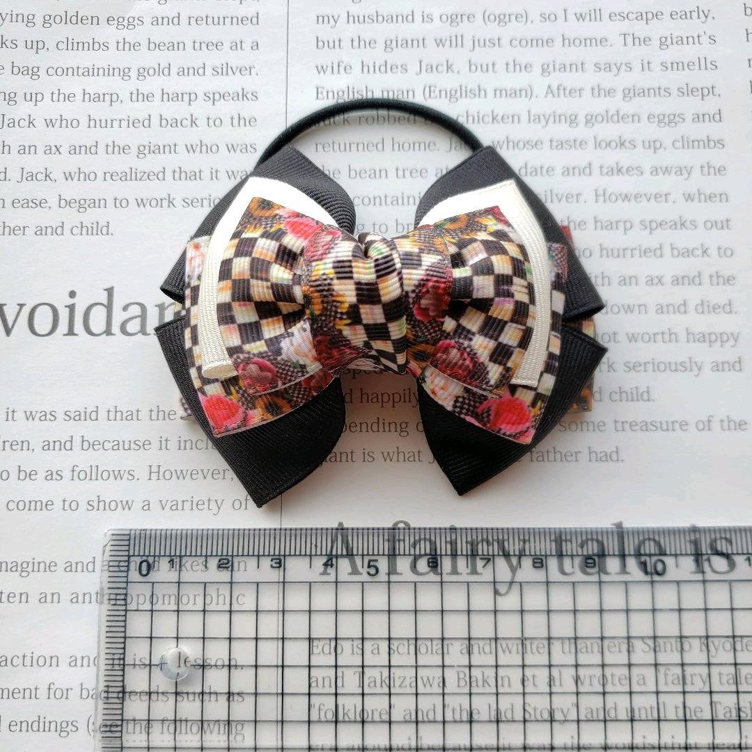 リボン　ヘアゴム♡バラ柄♡ギンガムチェック♡ハンドメイド